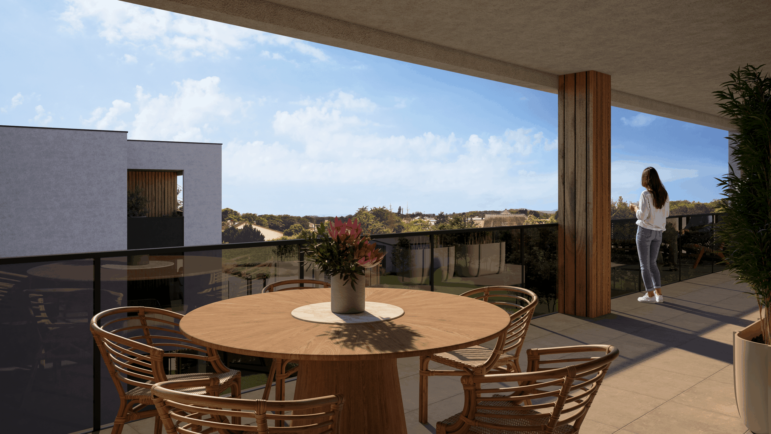 Appartement neuf avec grande terrasse et vue dégagée sur la nature, projet résidentiel Lumina.>
