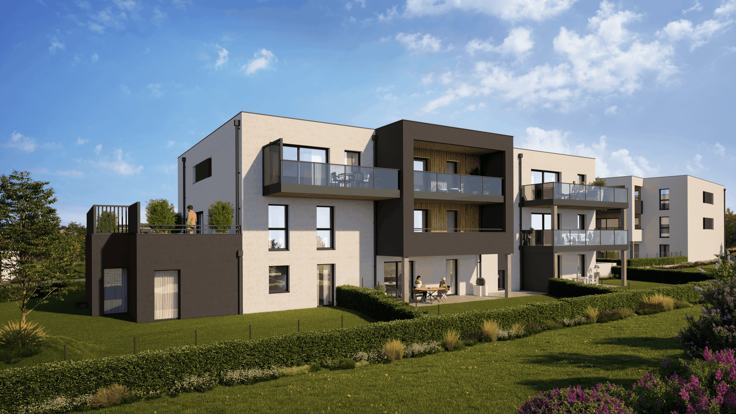 Achat appartement avec jardin privatif ou balcon à Garche dans la résidence neuve Lumina.>
